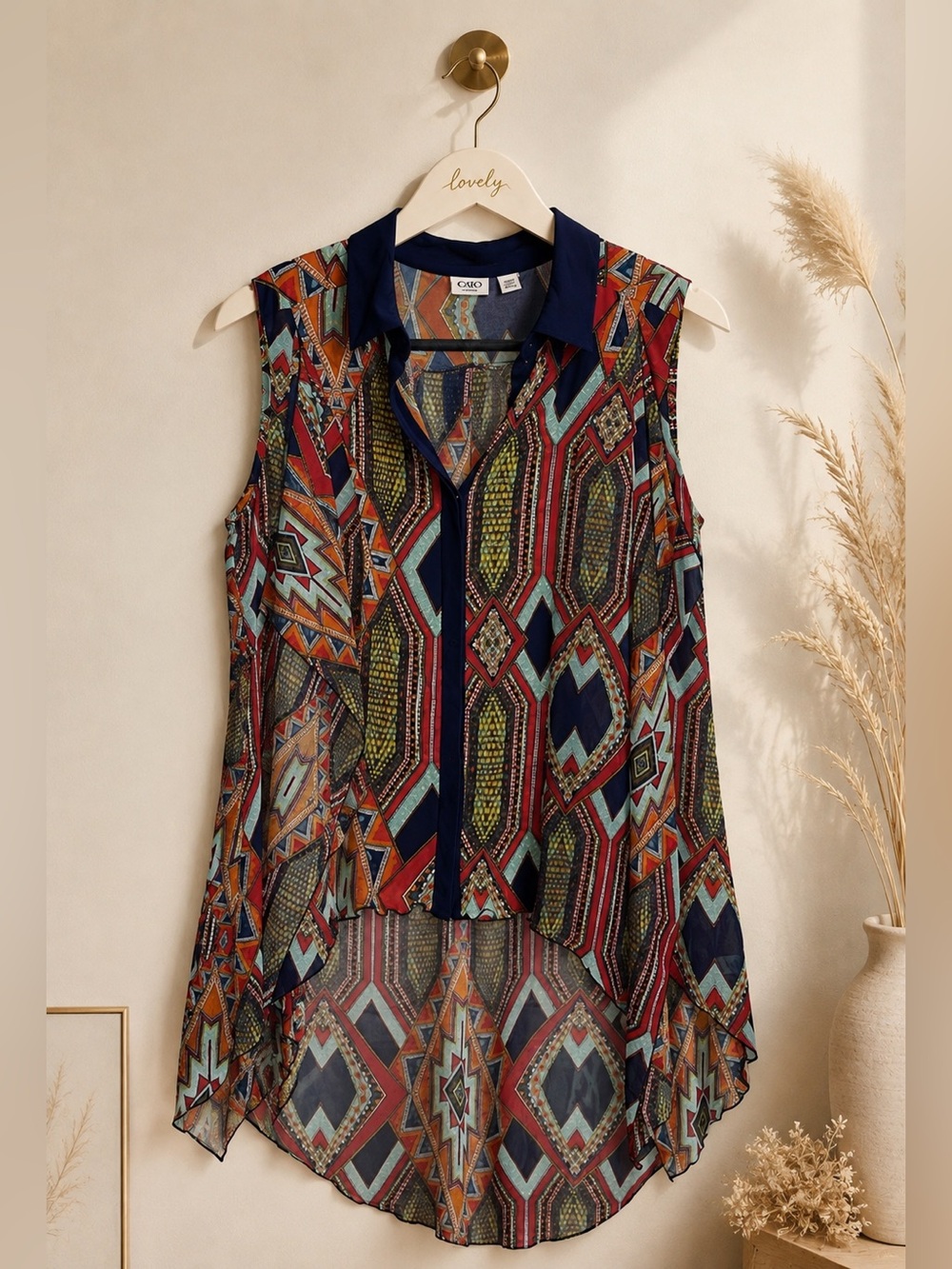 CATO | Colorful Geometric Print Blouse NWOT